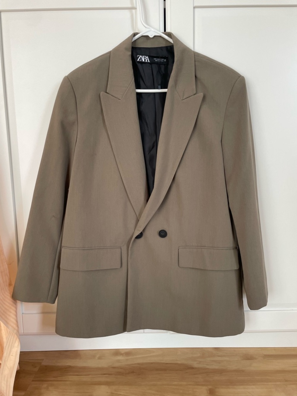 ZARA Neutral Taupe Blazer with Black Lining